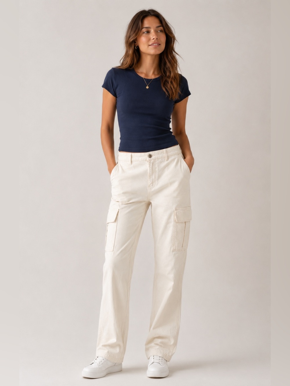 NWT Rebecca Minkoff Relaxed Cargo Pants Alabaster Ivory Utility Tapered Size 29